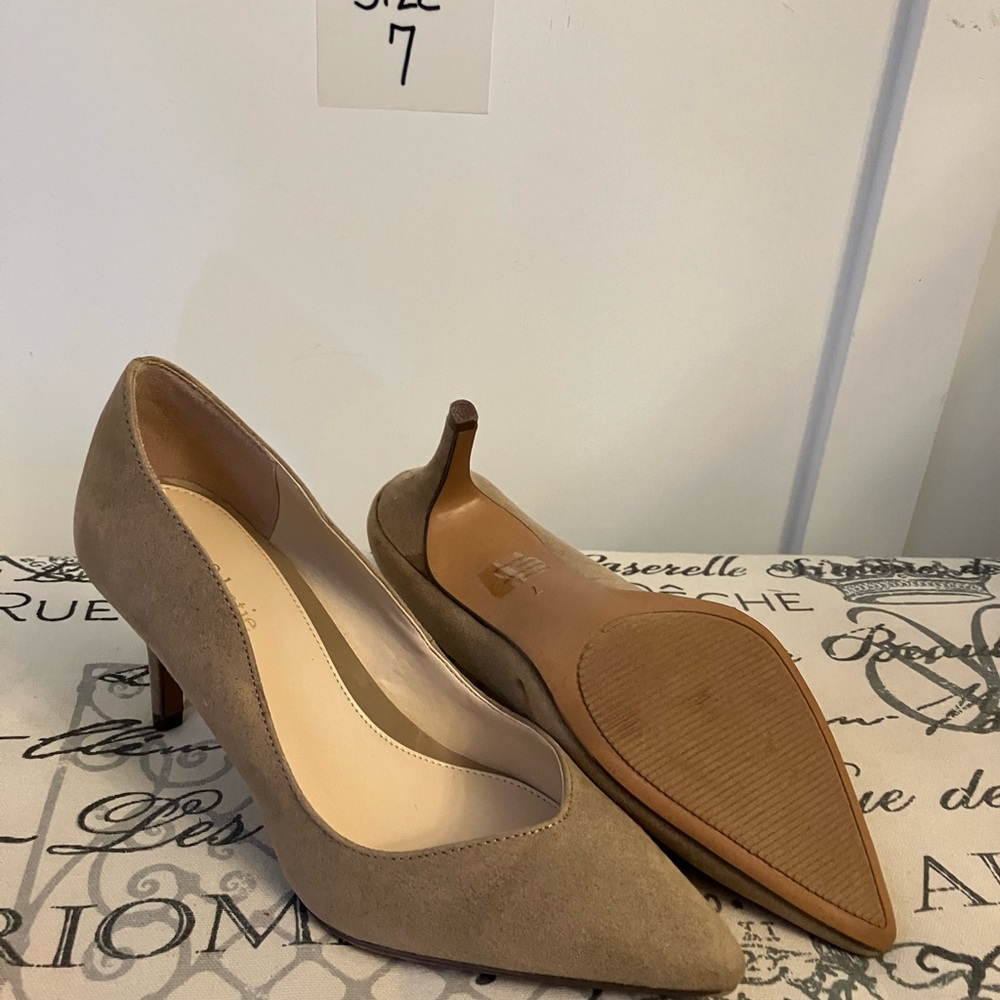 Kelly and Katie heels size 7 - tan microsuede (worn once)